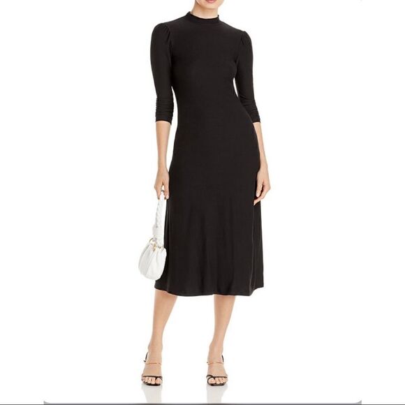 Aqua Black Open Back Puff Sleeve Midi Dress Size XS - Picture 1 of 8